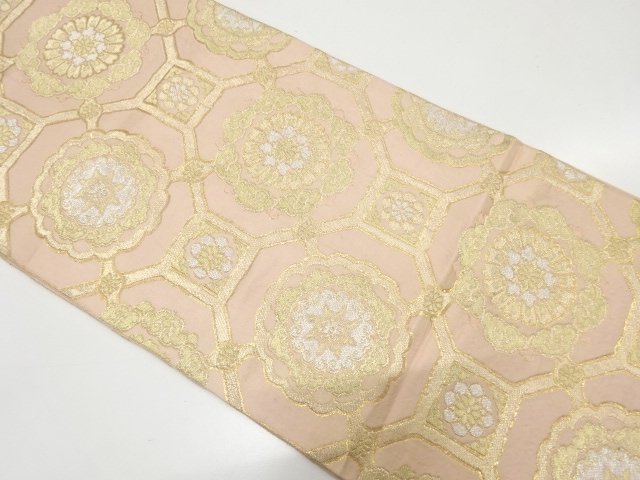 JAPANESE KIMONO / ANTIQUE FUKURO OBI / SILK / WOVEN FLORAL SHOKKO